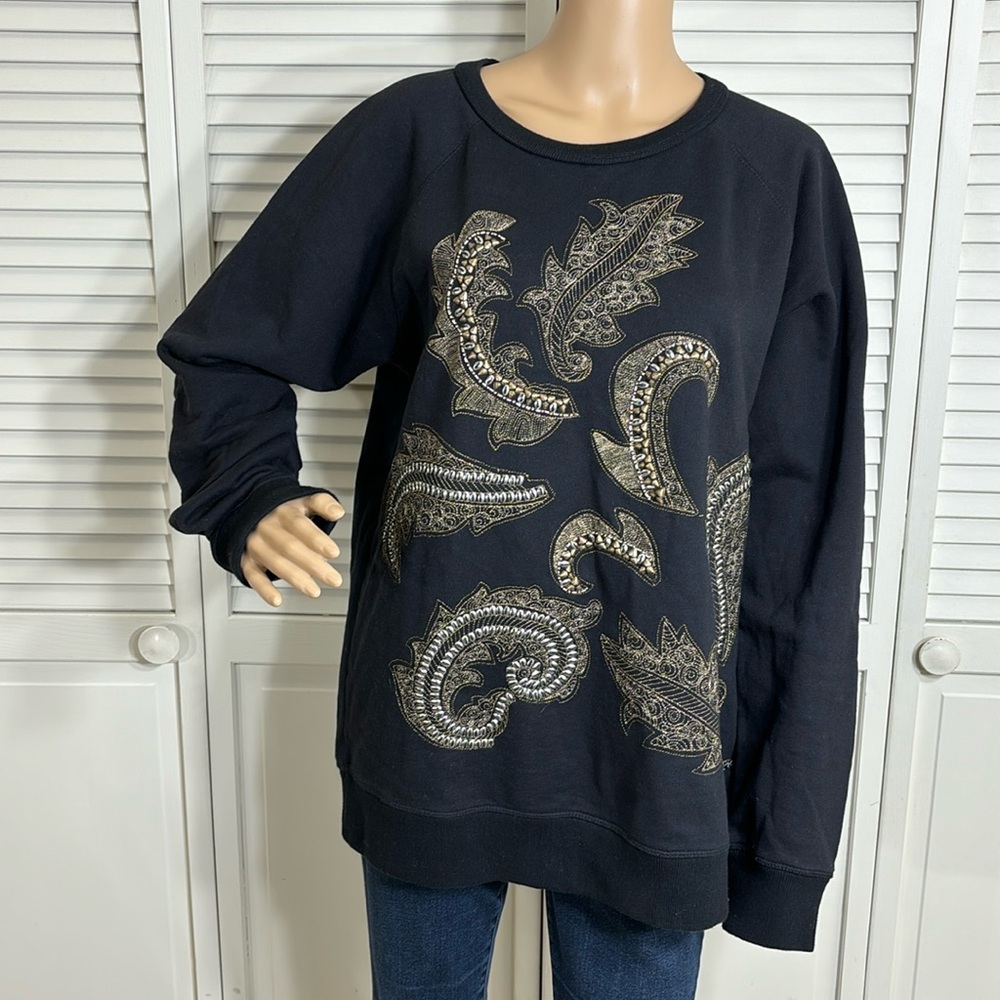 Scotch & Soda Fleeced Beaded & Embroidered Sweatshirt XL